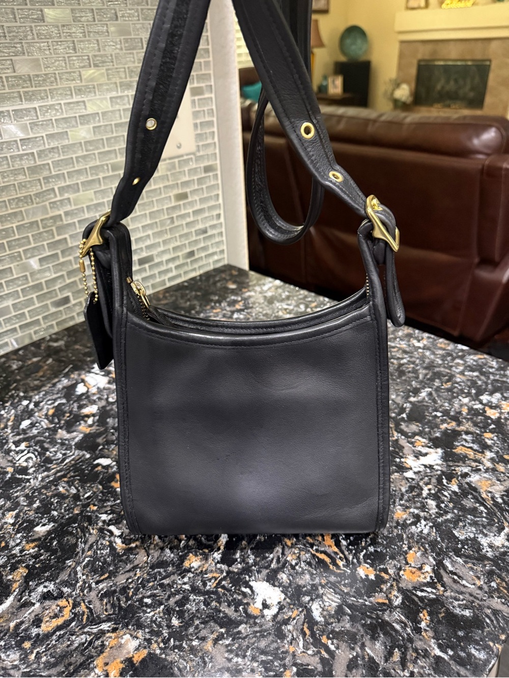 Vintage 90’s Coach Black Mini Shoulder Bag with Gold Hardware Style #9997